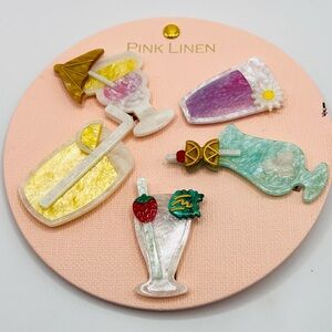 🚨3 for $15🚨 PINK LINEN - Cocktail Themed Hair Clips